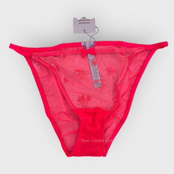 Savage X Fenty 2XL Pink Floral Foiled Sprigs String Bikini Brief Underwear - Picture 2 of 5